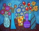 Flowers Pots Folk Paint By Number