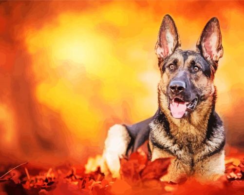 German Shepherd Autumn Paint By Number