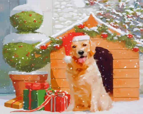 Golden Retriever Christmas Paint By Number