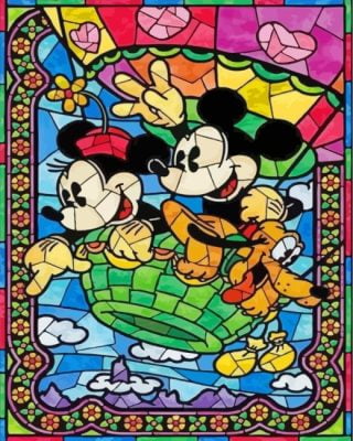 Micky And Minnie Stained Glass Paint By Number