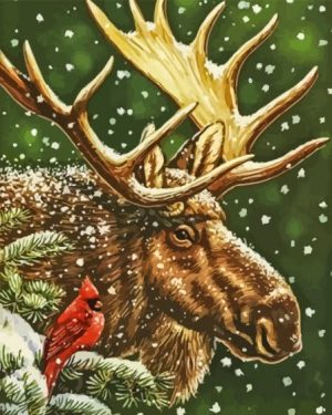 Moose In Winter Paint By Number