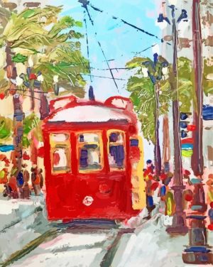 New Orleans Red Tram Abstract Paint By Numbers