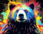 Dark Colorful Bear Paint By Number