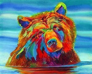 Colorful Bear In The Water Paint By Number