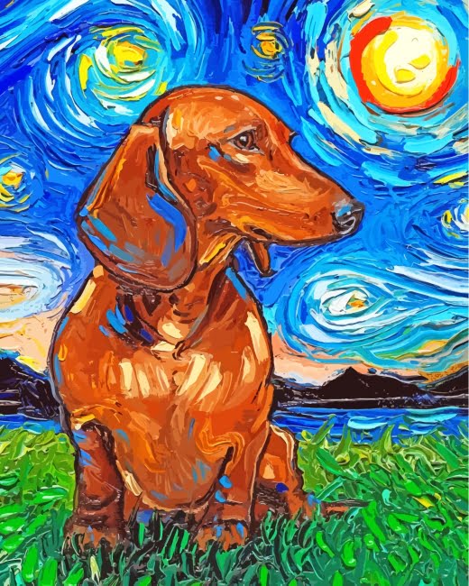 Dachshund Starry Night Paint By Number