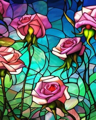 Roses Stained Glass Paint By Number