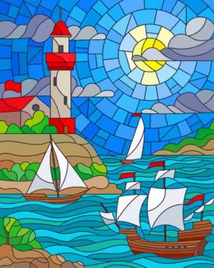 Stained Glass Lighthouse Paint By Number