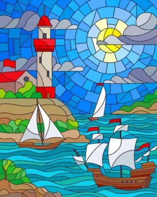 Stained Glass Lighthouse Paint By Number