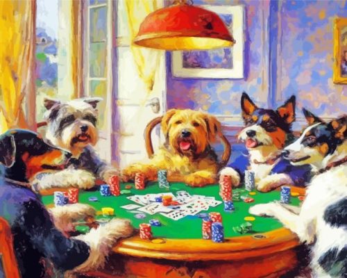 Vintage Dogs Playing Poker Paint By Number