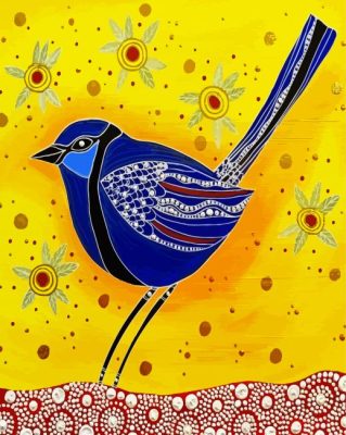 Aboriginal Blue Wren Paint By Number