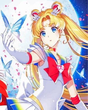 Sailor Moon With Butterflies Paint By Number