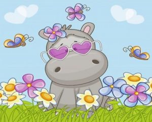 Baby Hippo With Glasses Paint By Numbers