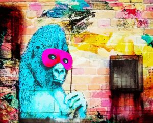 Banksy Gorilla In Pink Mask paint by numbers