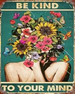 Be kind To Your Mind Retro Poster Paint By Numbers