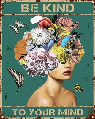 Be Kind To Your Mind Vintage Poster Paint By Numbers