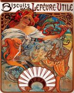 Biscuits Lefevre Utile Alphonse Mucha paint by numbers