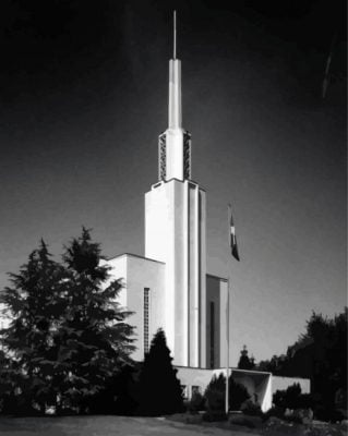 Black And White Lds Swiss Temple Paint By Numbers