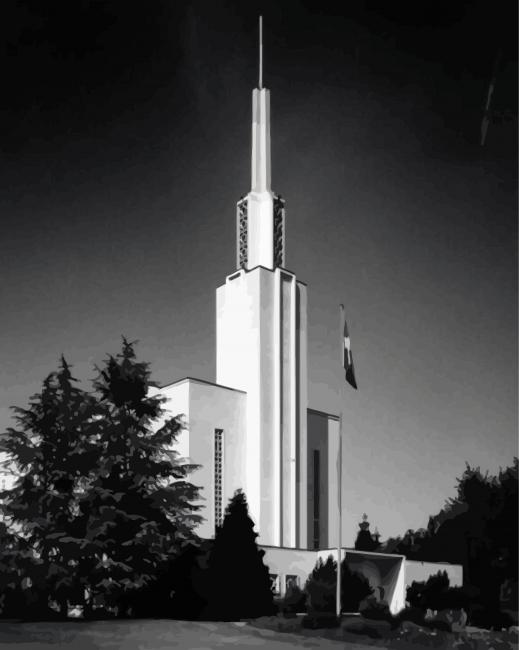 Black And White Lds Swiss Temple Paint By Numbers