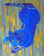 Blue Mosaic Cat Paint By Number