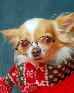 Chihuahua Dog With Glasses Paint By Number