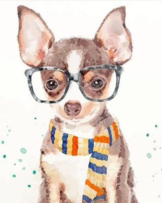 Chihuahua With Glasses Art Paint By Number