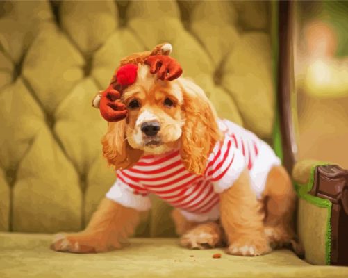 Christmas Cocker Spaniel Paint By Numbers