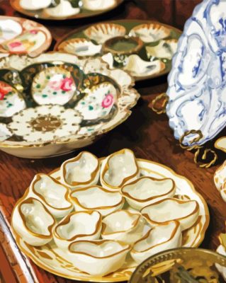Close Up Oyster Plates Paint By Numbers
