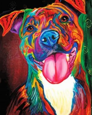 Colorful Brindle Pitbull paint by numbers