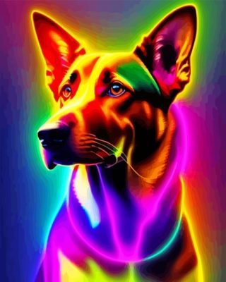 Colorful Neon Dog Paint By Number