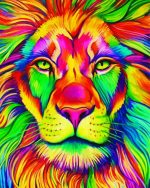 Colorful Lion With Green Eyes Paint By Number