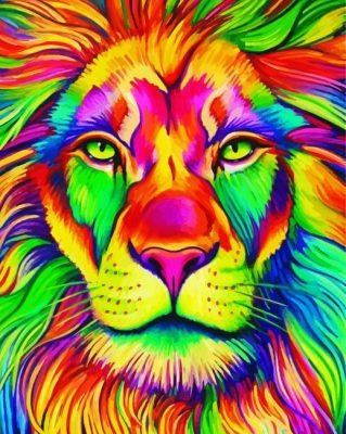 Colorful Lion With Green Eyes Paint By Number