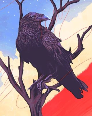 Crow On Tree Branch Paint By Number