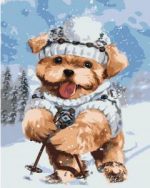 Dog Skiing On Snow Paint By Number