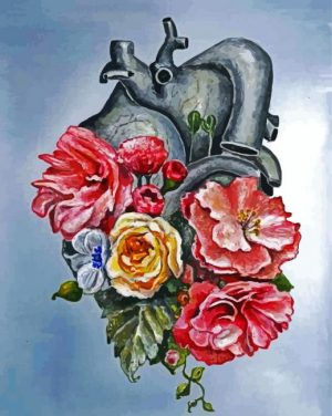 Floral Anatomical Heart Paint By Numbers