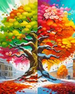 Four Seasons Tree pain by number