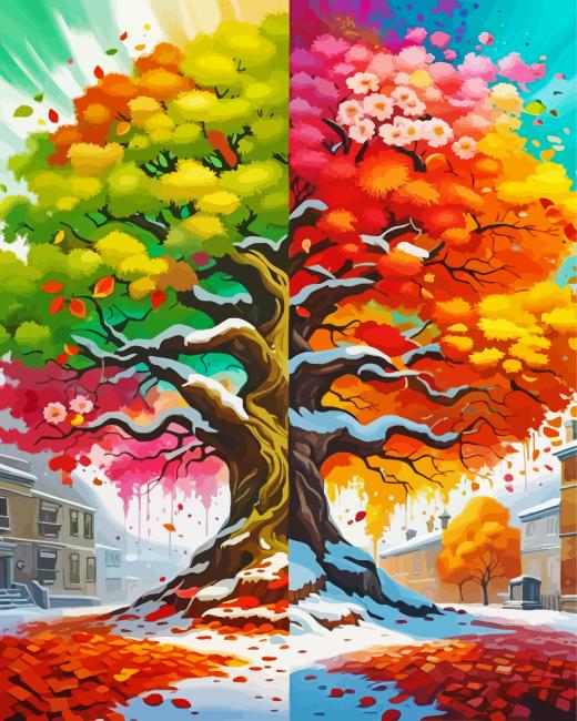 Four Seasons Tree pain by number