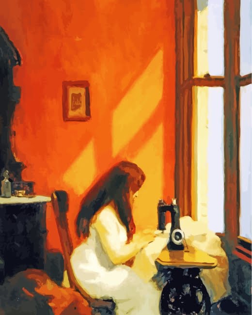 Girl At Sewing Machine Paint By Number