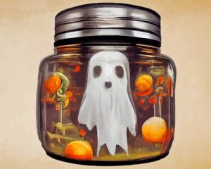 Halloween Ghost In Jar Paint By Numbers