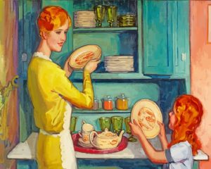 Helping Mother in kitchen Paint By Number