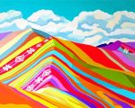 Illustration Rainbow Peru Mountain Paint By Number