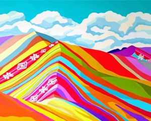Illustration Rainbow Peru Mountain Paint By Number