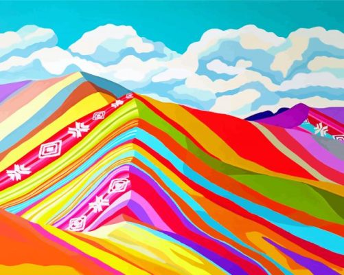 Illustration Rainbow Peru Mountain Paint By Number