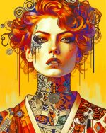 Illustration Tattooed Girl paint by number