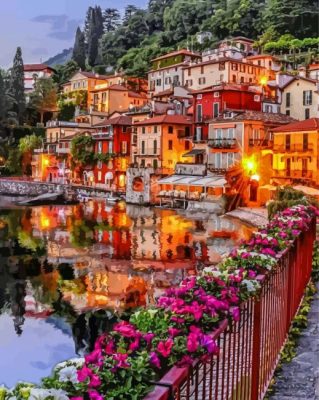 Italy Varenna Lake Como At Night Paint By Numbers