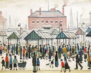 Market Scene From A Northern Town paint By Numbers