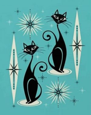 Mid Century Black Cats Paint By Numbers