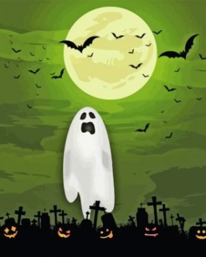 Moonlight Halloween Ghost paint By Numbers
