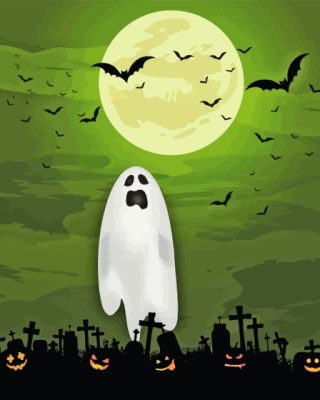 Moonlight Halloween Ghost paint By Numbers