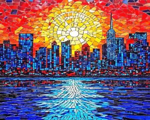 Mosaic City Skyline paint by number