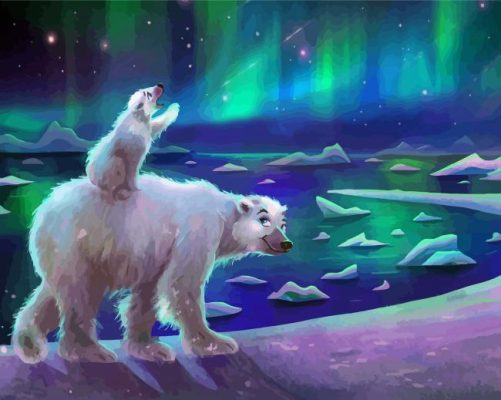 Northern Lights With Polar Bears Paint By Number